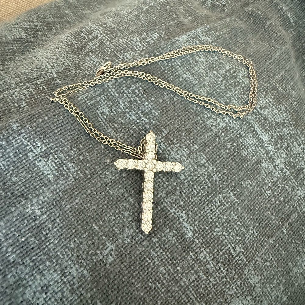 Diamond Cross Necklace Set in 14K White Gold